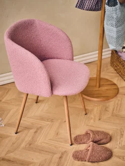 ANNA Chaise de salle à manger bouclée avec accoudoir