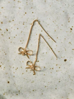 Boucles d’oreilles avec chaîne et nœud, lot de 2