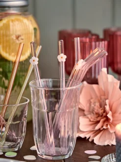 Pailles en verre avec fleur 20 cm