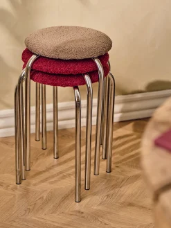 Tabouret en tissu teddy